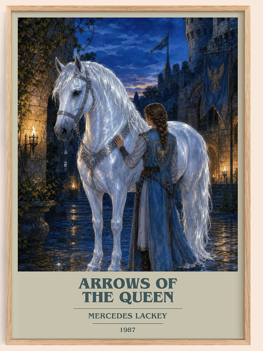 Arrows of the Queen book cover book poster by Mercedes Lackey – framed literary art print