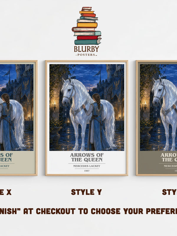 Arrows of the Queen book cover print in frame leaning in hallway – fantasy wall art