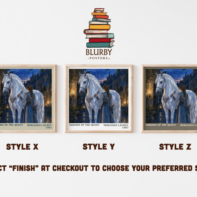 Arrows of the Queen literary print in frame leaning in hallway – fantasy wall art