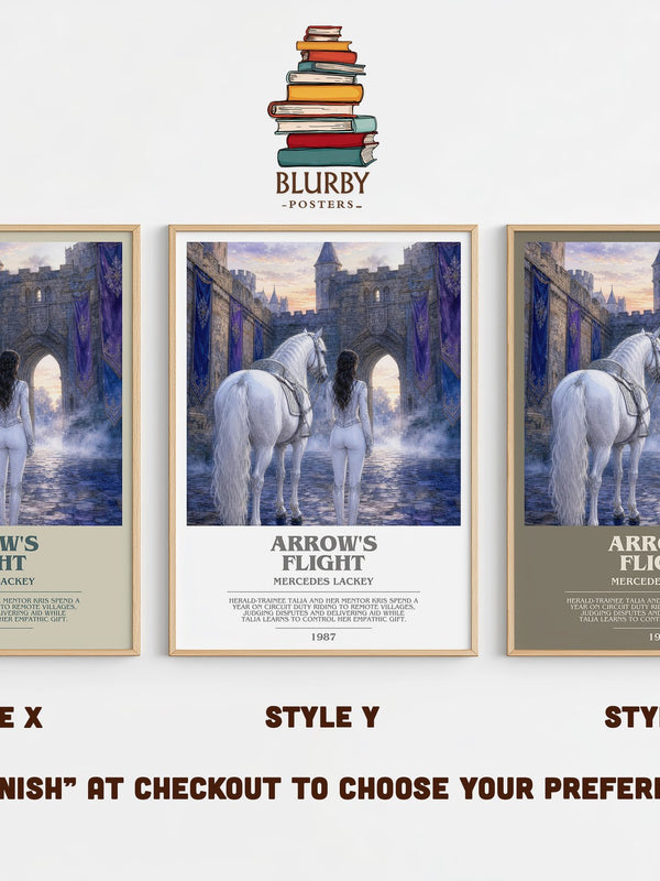 Arrow's Flight bookish print in frame leaning in hallway – fantasy wall art