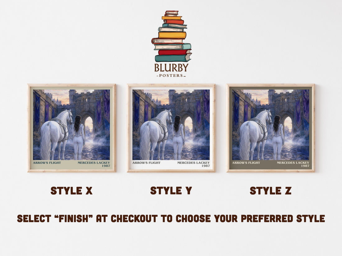 Arrow's Flight literary print in frame leaning in hallway – fantasy wall art (mockup)