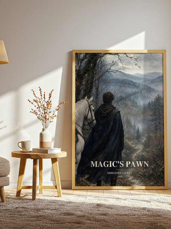 Magic's Pawn watercolour print in frame leaning in hallway – fantasy wall art