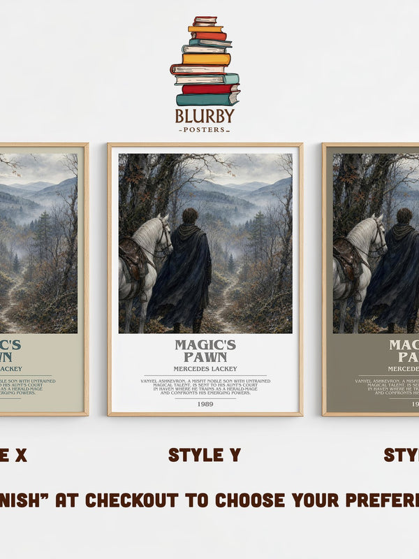 Magic's Pawn bookish print in frame leaning in hallway – fantasy wall art