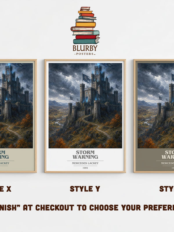Storm Warning book cover print in frame leaning in hallway – fantasy wall art