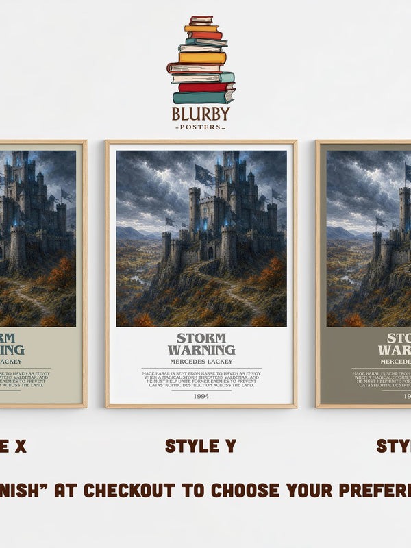 Storm Warning bookish print in frame leaning in hallway – fantasy wall art