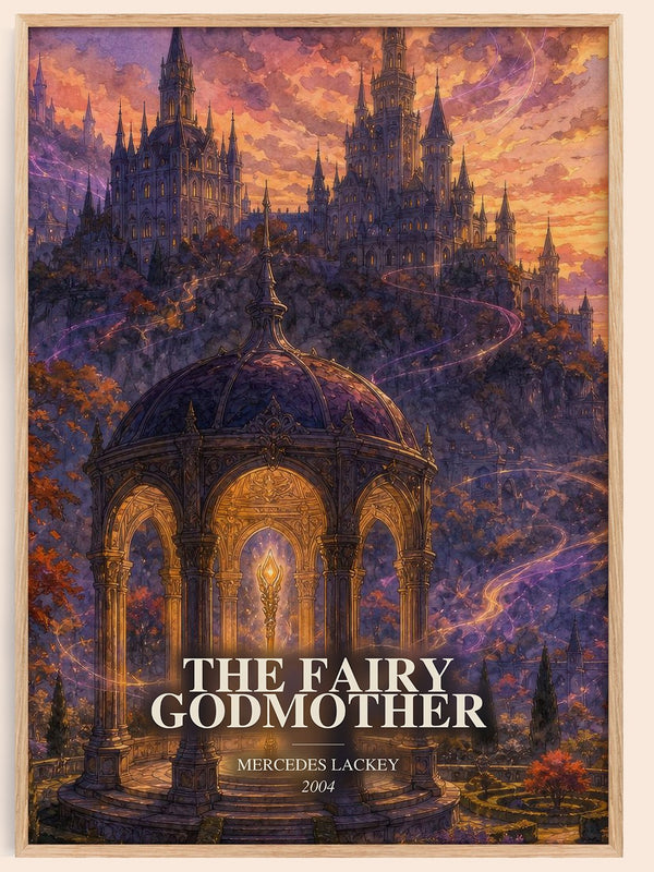 The Fairy Godmother watercolour book poster by Mercedes Lackey – framed literary art print