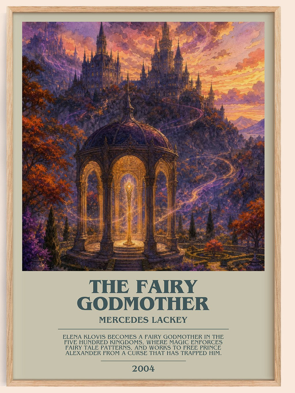 The Fairy Godmother bookish book poster by Mercedes Lackey – framed literary art print