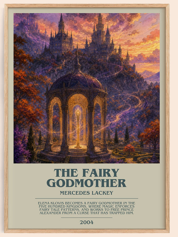The Fairy Godmother bookish book poster by Mercedes Lackey – framed literary art print