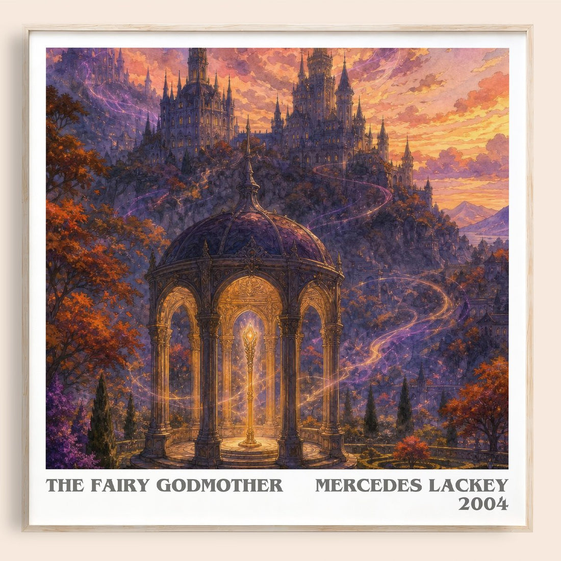 The Fairy Godmother literary book poster by Mercedes Lackey – framed literary art print