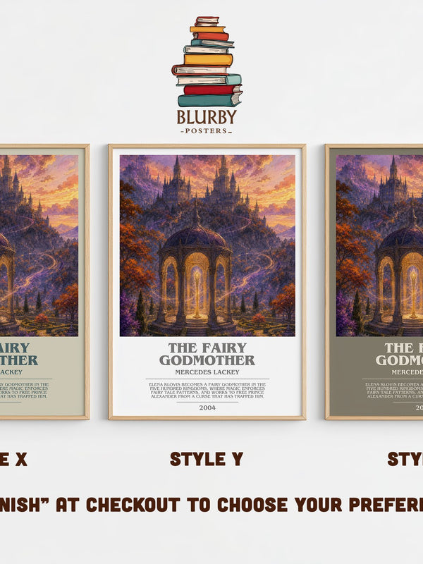 The Fairy Godmother bookish print in frame leaning in hallway – fantasy wall art