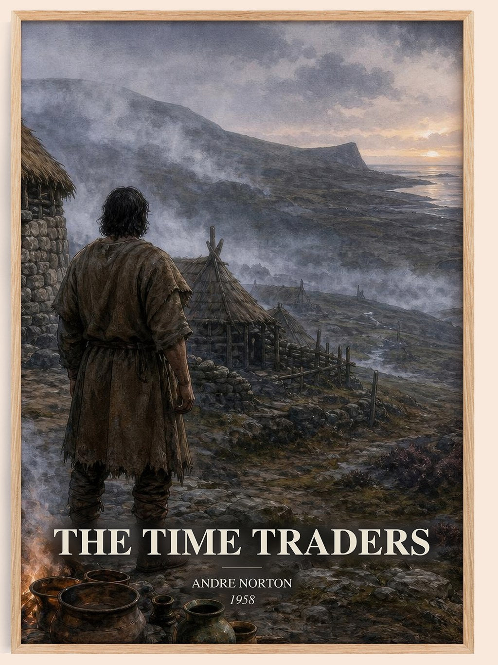 The Time Traders watercolour book poster by Andre Norton – framed literary art print