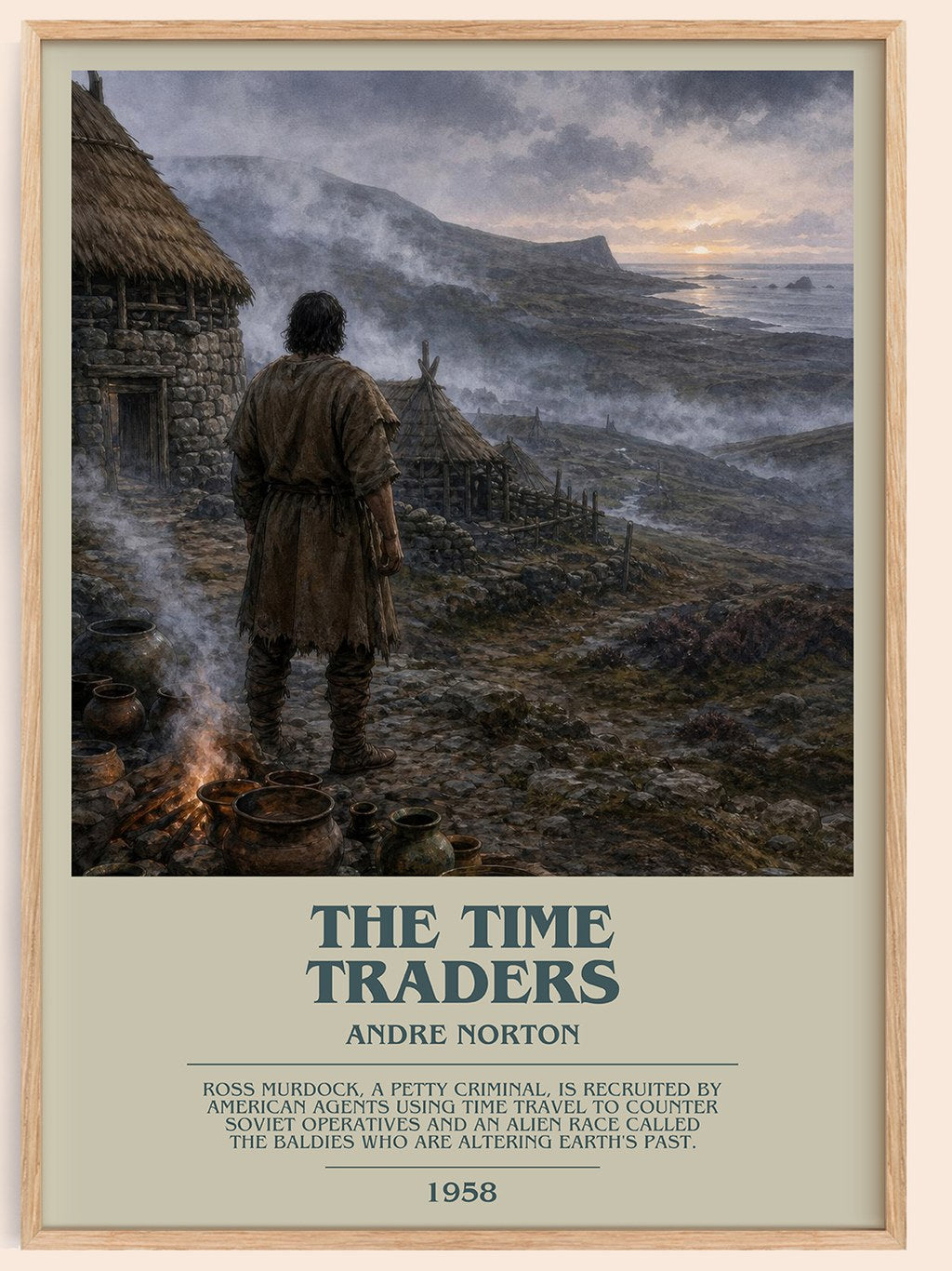 The Time Traders bookish book poster by Andre Norton – framed literary art print
