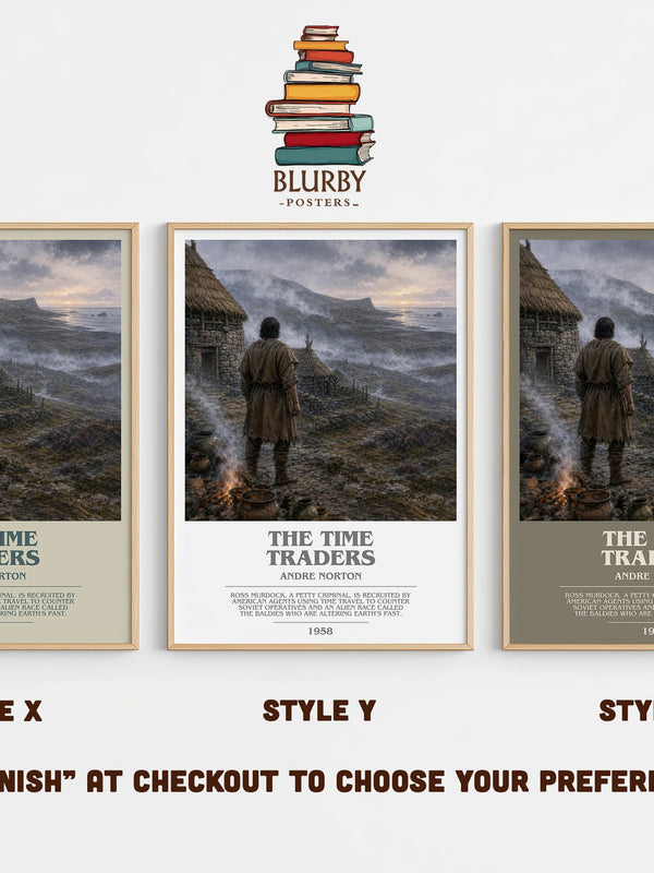 The Time Traders bookish print in frame leaning in hallway – sci fi wall art