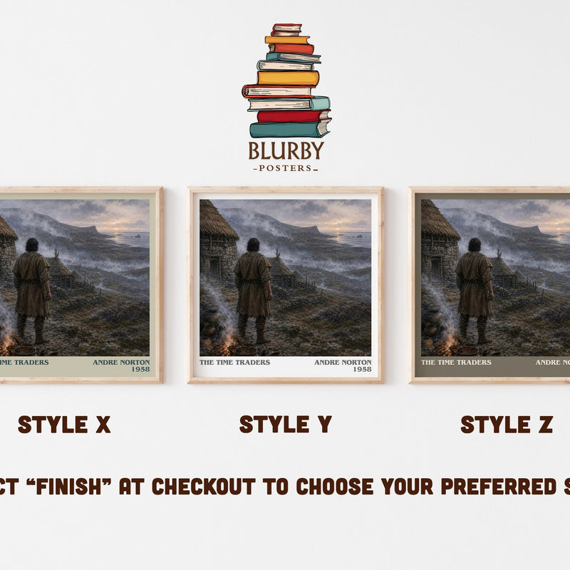 The Time Traders literary print in frame leaning in hallway – sci fi wall art