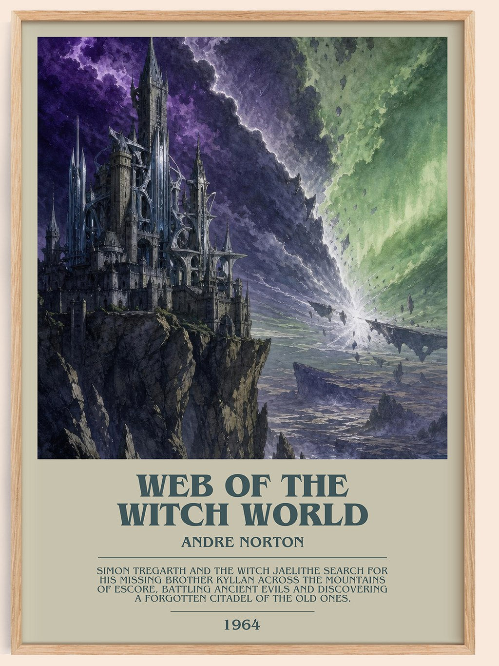 Web of the Witch World bookish book poster by Andre Norton – framed literary art print