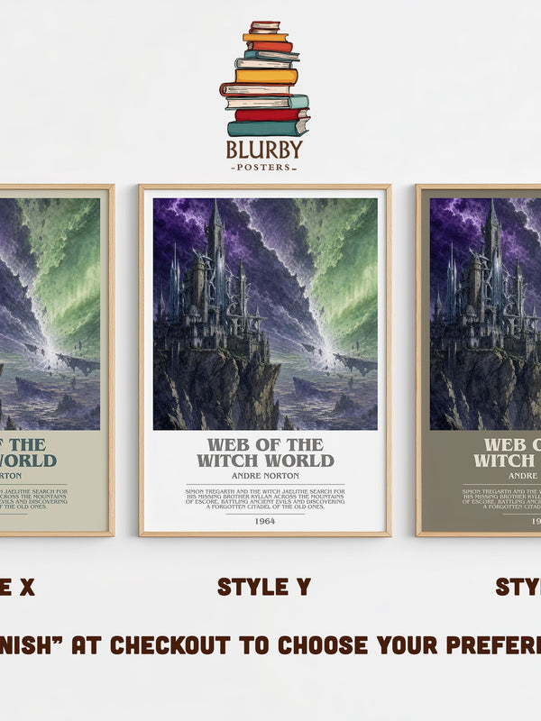 Web of the Witch World bookish print in frame leaning in hallway – fantasy wall art