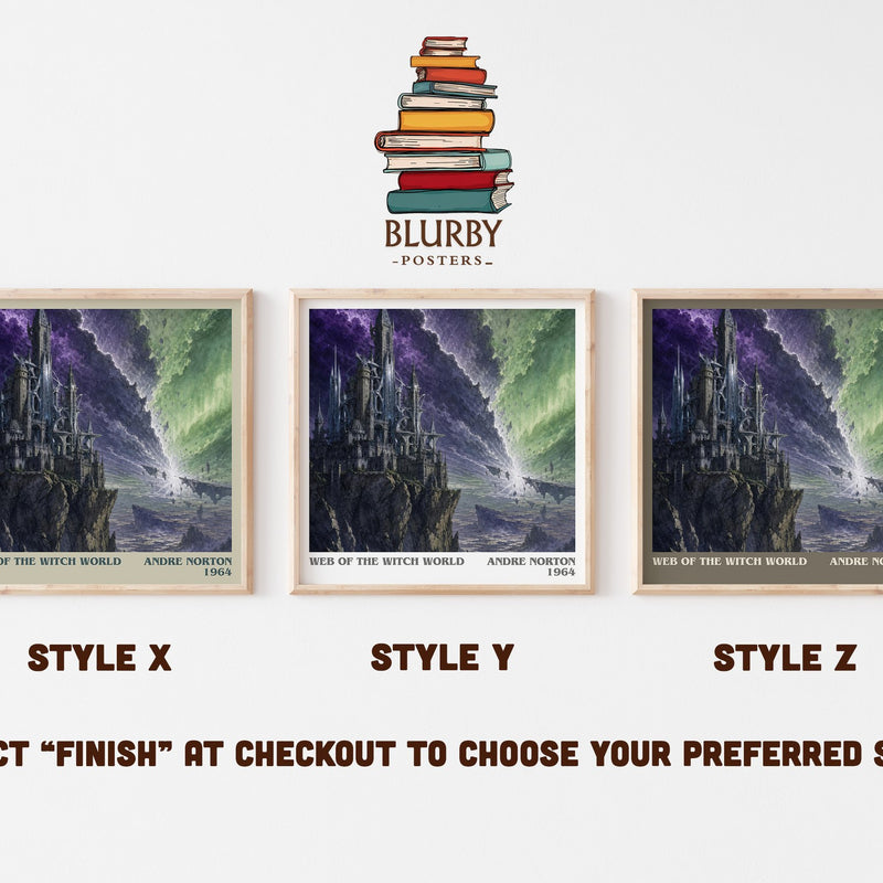 Web of the Witch World literary print in frame leaning in hallway – fantasy wall art