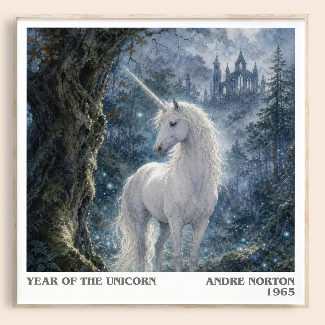 Year of the Unicorn literary book poster by Andre Norton – framed literary art print