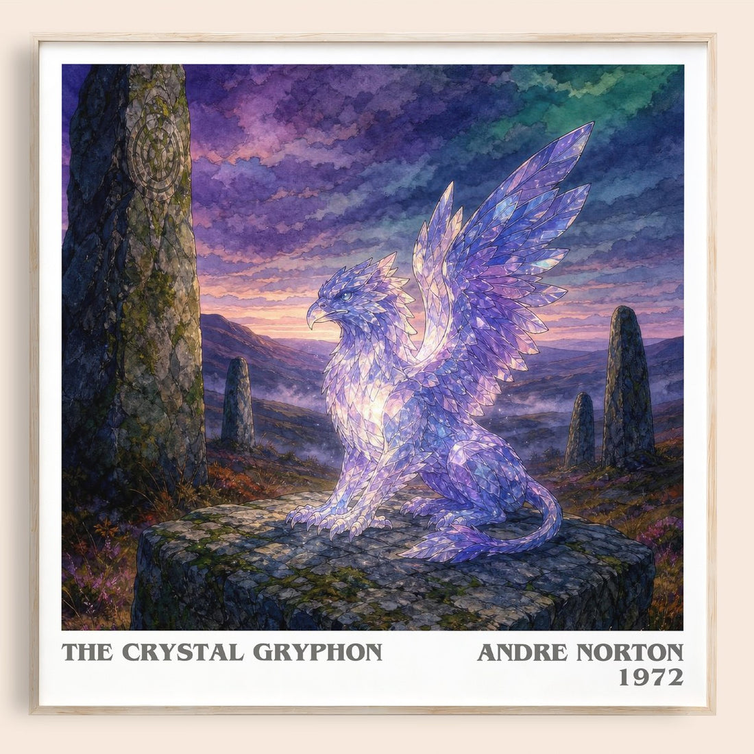 The Crystal Gryphon literary book poster by Andre Norton – framed literary art print