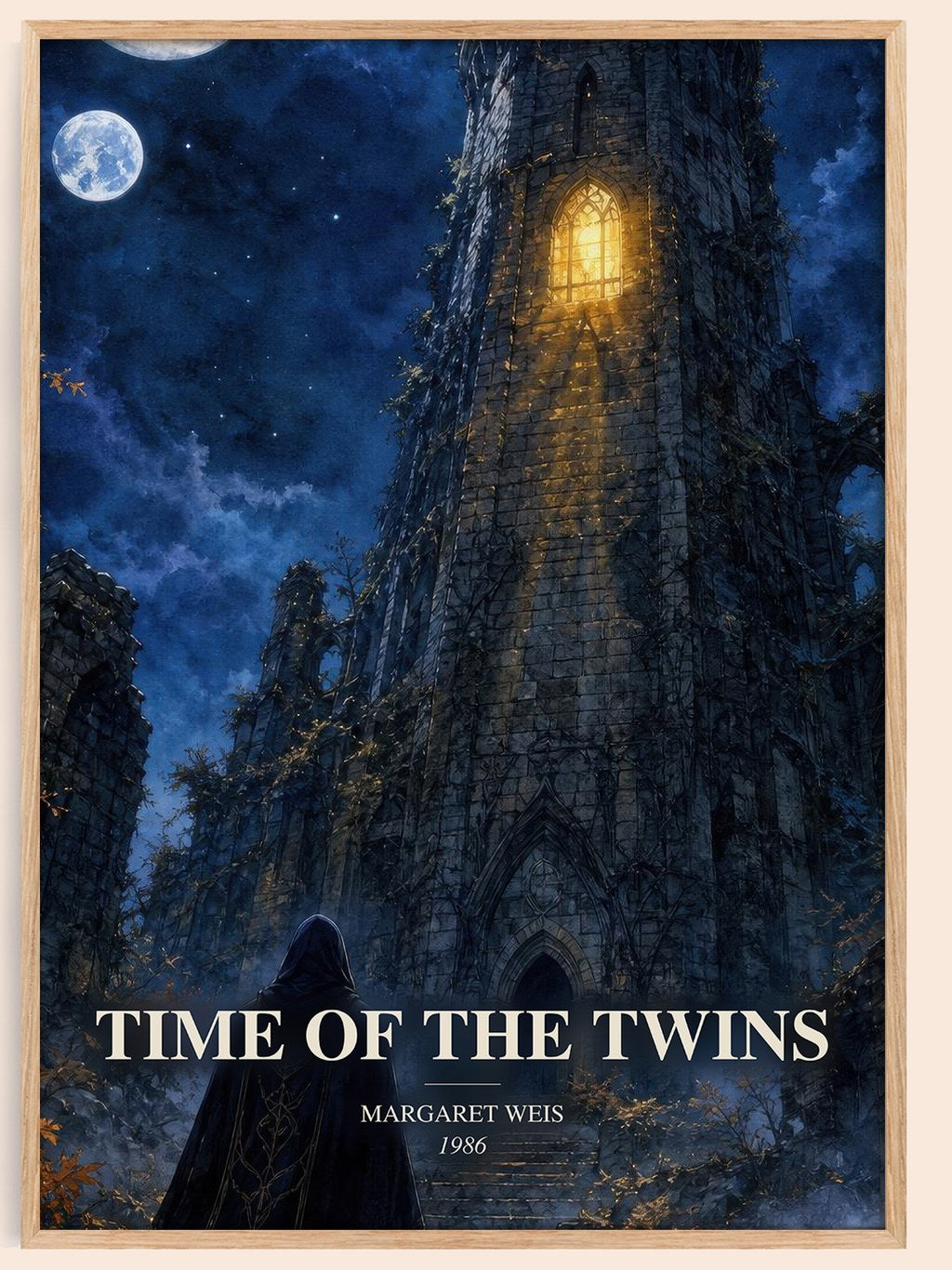 Time of the Twins watercolour book poster by Margaret Weis – framed literary art print