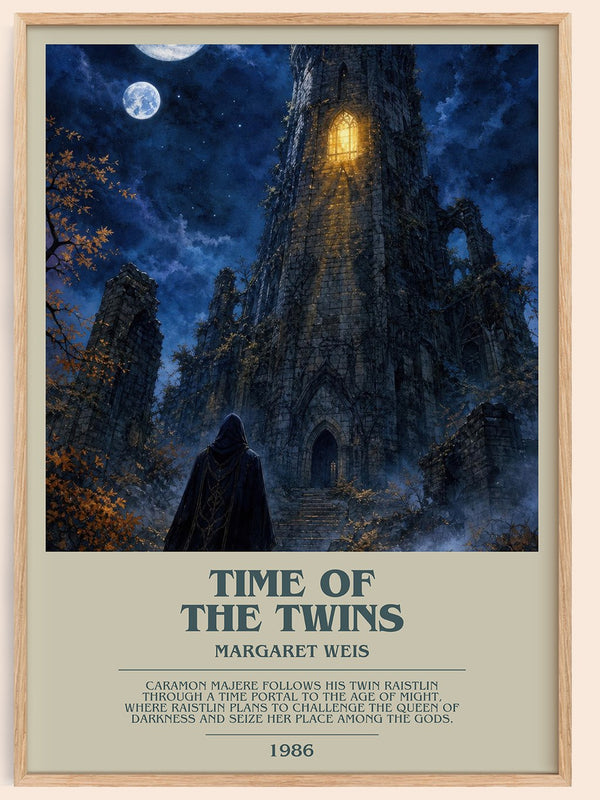 Time of the Twins bookish book poster by Margaret Weis – framed literary art print