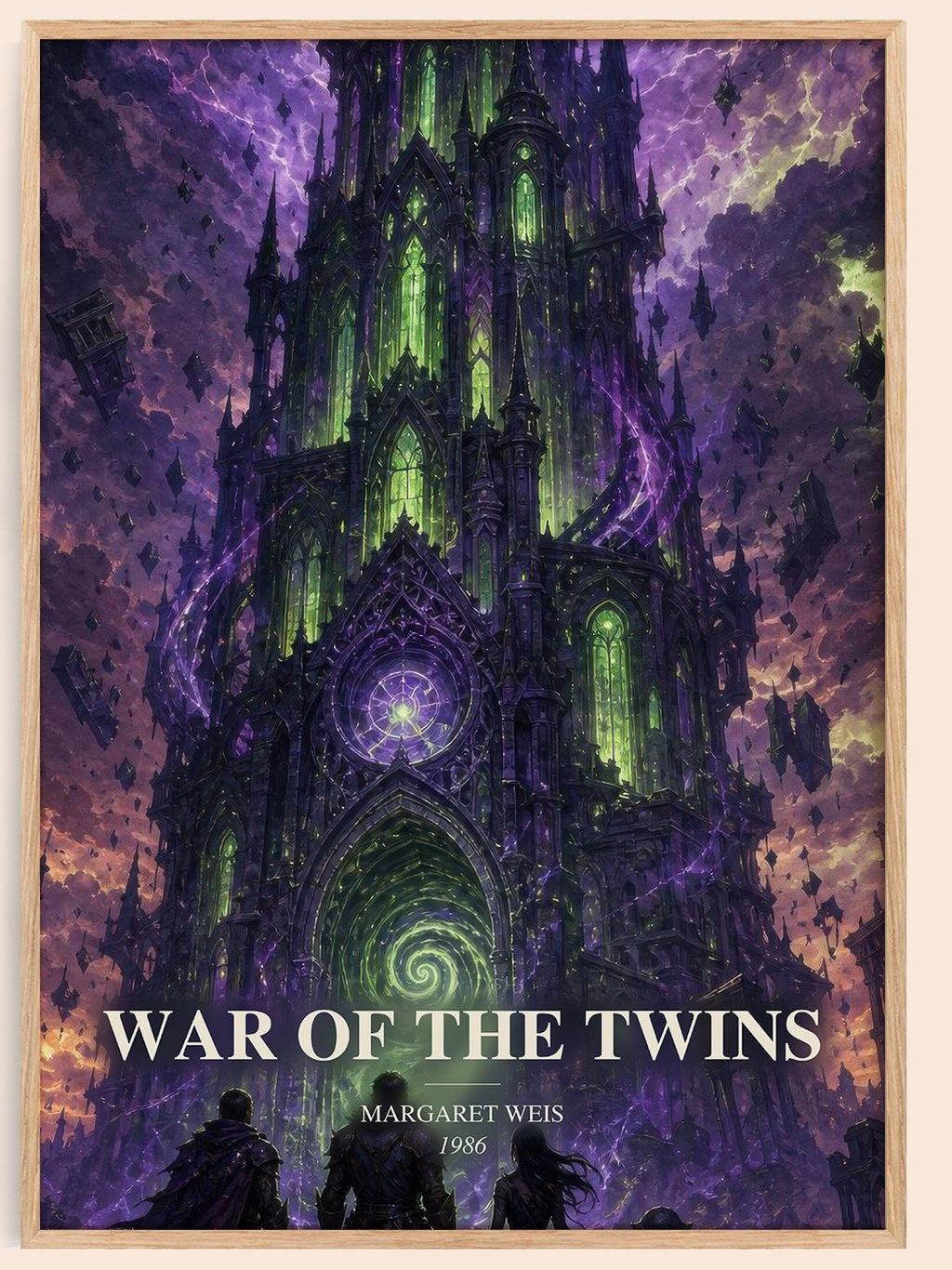 War of the Twins watercolour book poster by Margaret Weis – framed literary art print