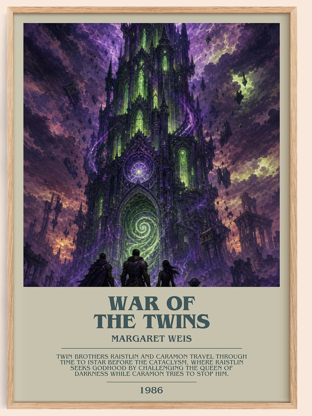 War of the Twins bookish book poster by Margaret Weis – framed literary art print