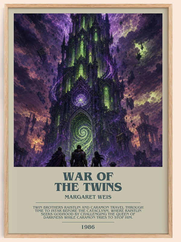 War of the Twins bookish book poster by Margaret Weis – framed literary art print