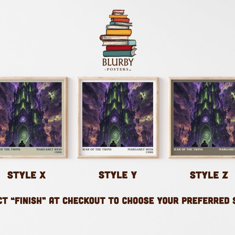 War of the Twins literary print in frame leaning in hallway – fantasy wall art