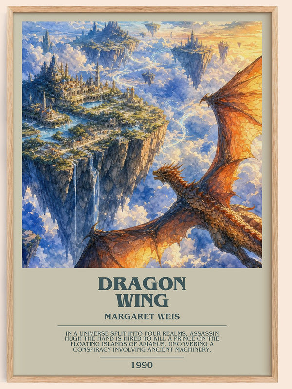 Dragon Wing bookish book poster by Margaret Weis – framed literary art print