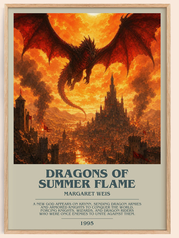 Dragons of Summer Flame bookish book poster by Margaret Weis – framed literary art print