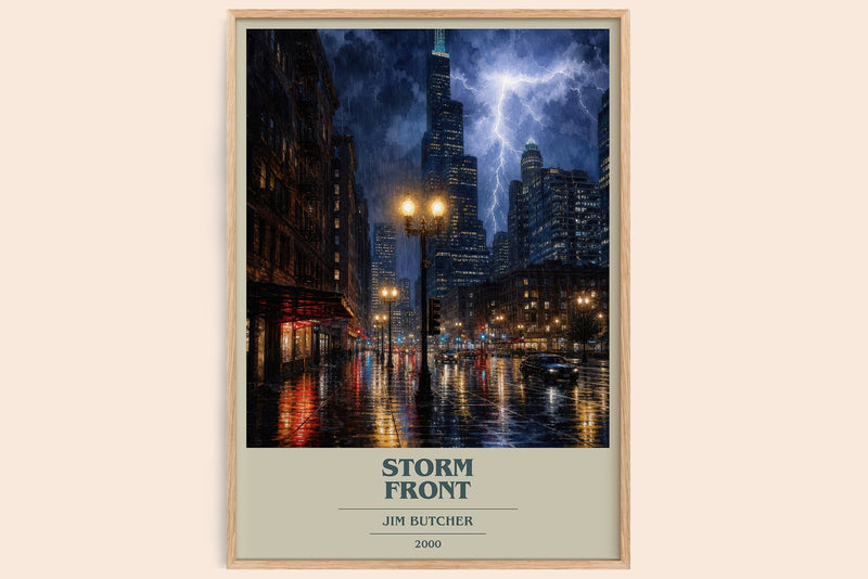 Storm Front Book Cover Poster by Jim Butcher (Modern Minimalist style)