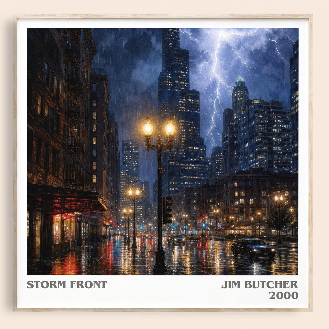Storm Front literary book poster by Jim Butcher – framed literary art print