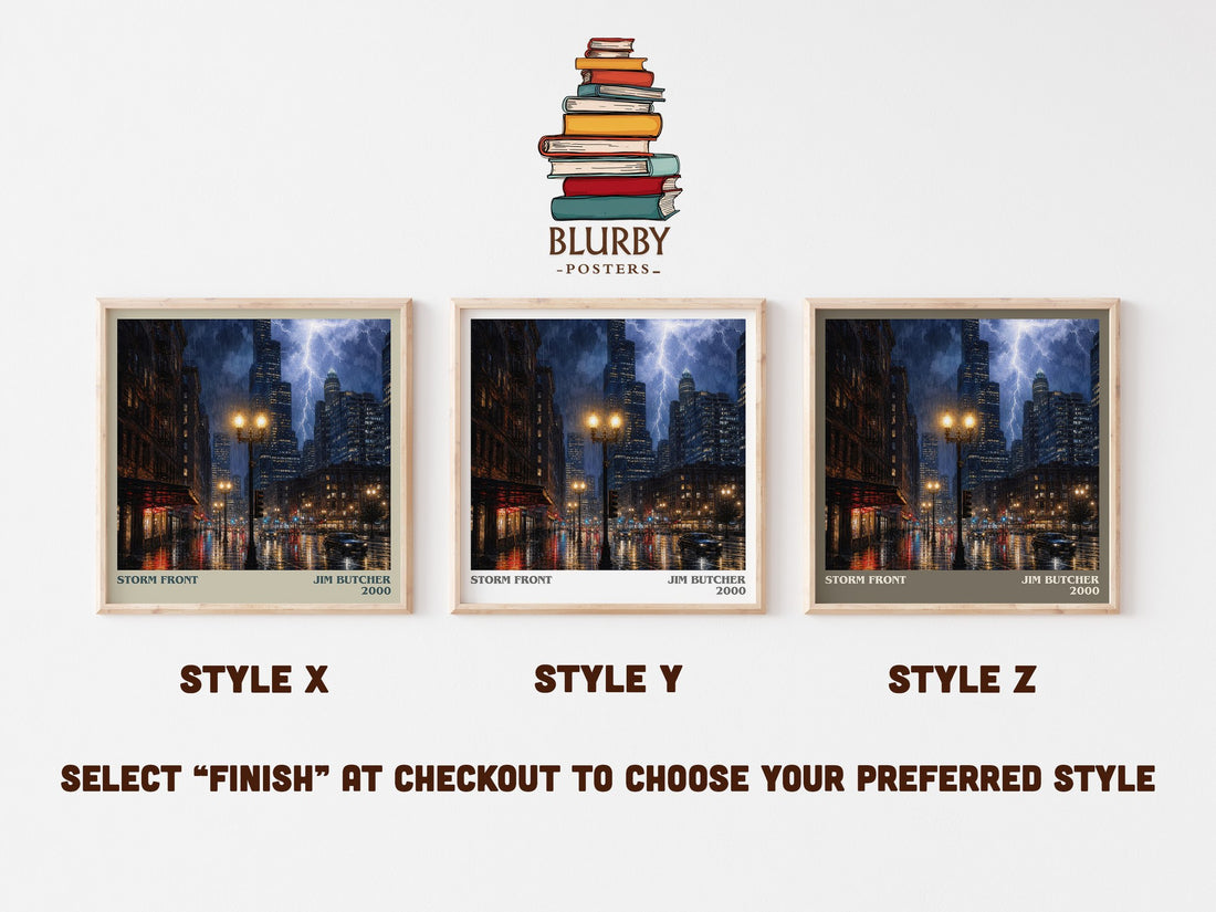 Storm Front literary print in frame leaning in hallway – fantasy wall art (mockup)
