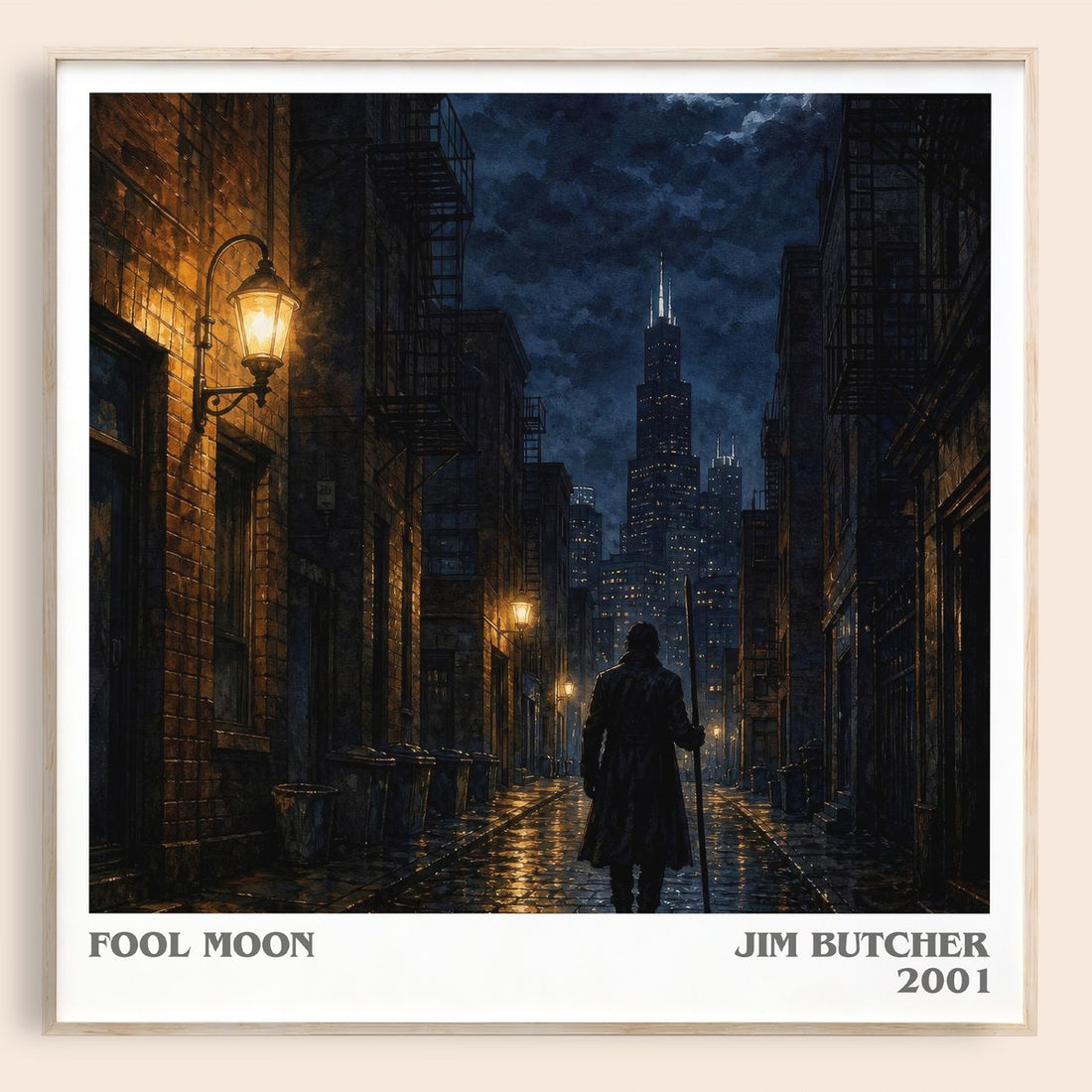 Fool Moon literary book poster by Jim Butcher – framed literary art print