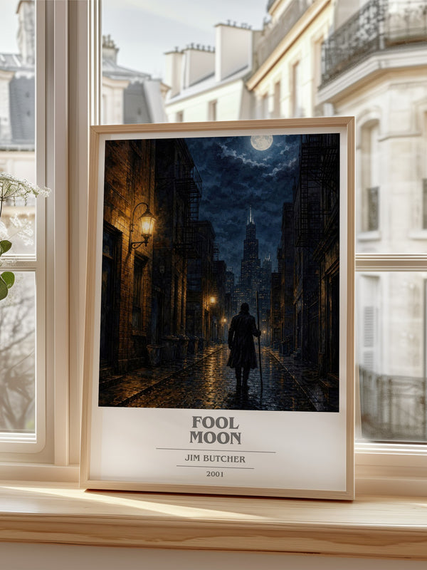 Fool Moon book cover poster colour and style options – Jim Butcher book art