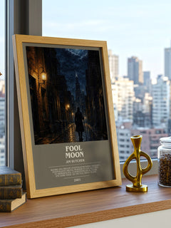 Fool Moon bookish print framed by window – literary home decor