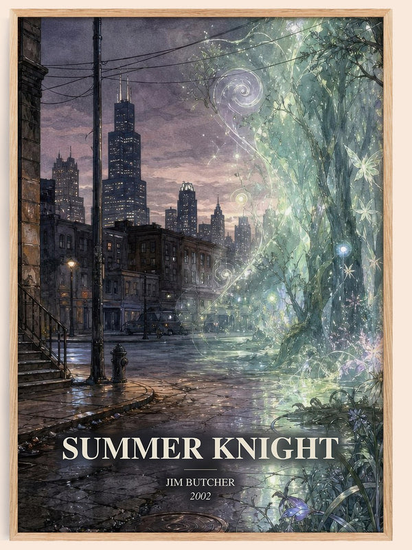 Summer Knight watercolour book poster by Jim Butcher – framed literary art print