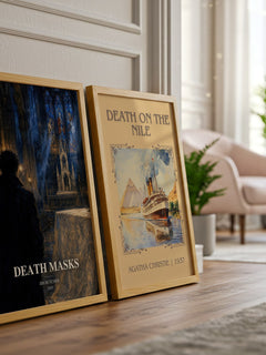 Death Masks watercolour print framed by window – literary home decor