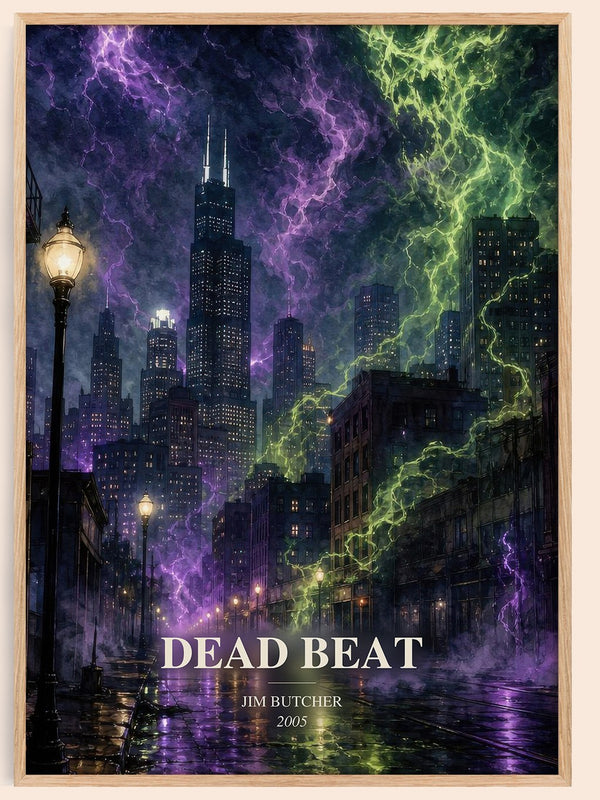 Dead Beat watercolour book poster by Jim Butcher – framed literary art print