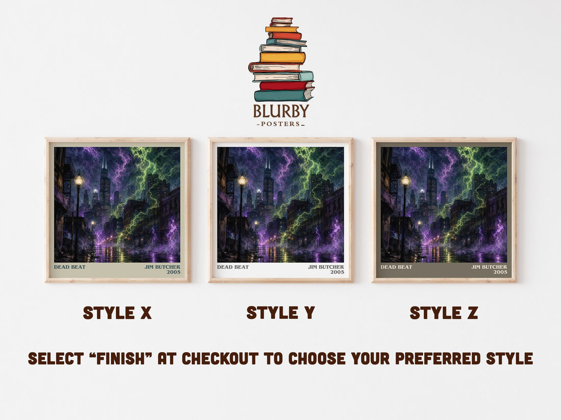 Dead Beat literary print in frame leaning in hallway – fantasy wall art (mockup)