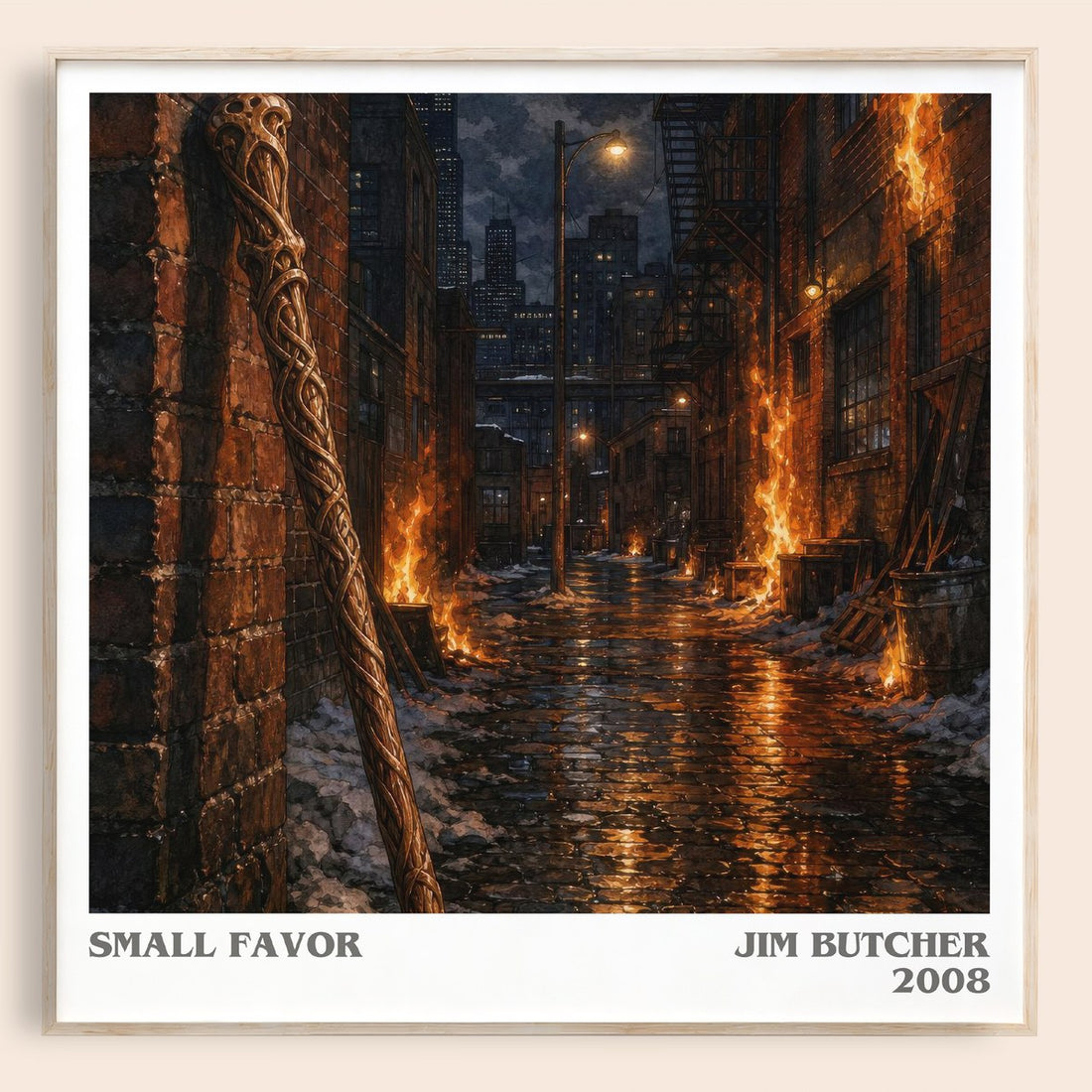 Small Favor literary book poster by Jim Butcher – framed literary art print