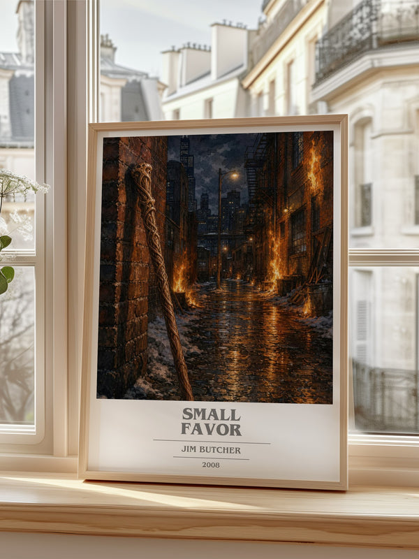 Small Favor book cover poster colour and style options – Jim Butcher book art