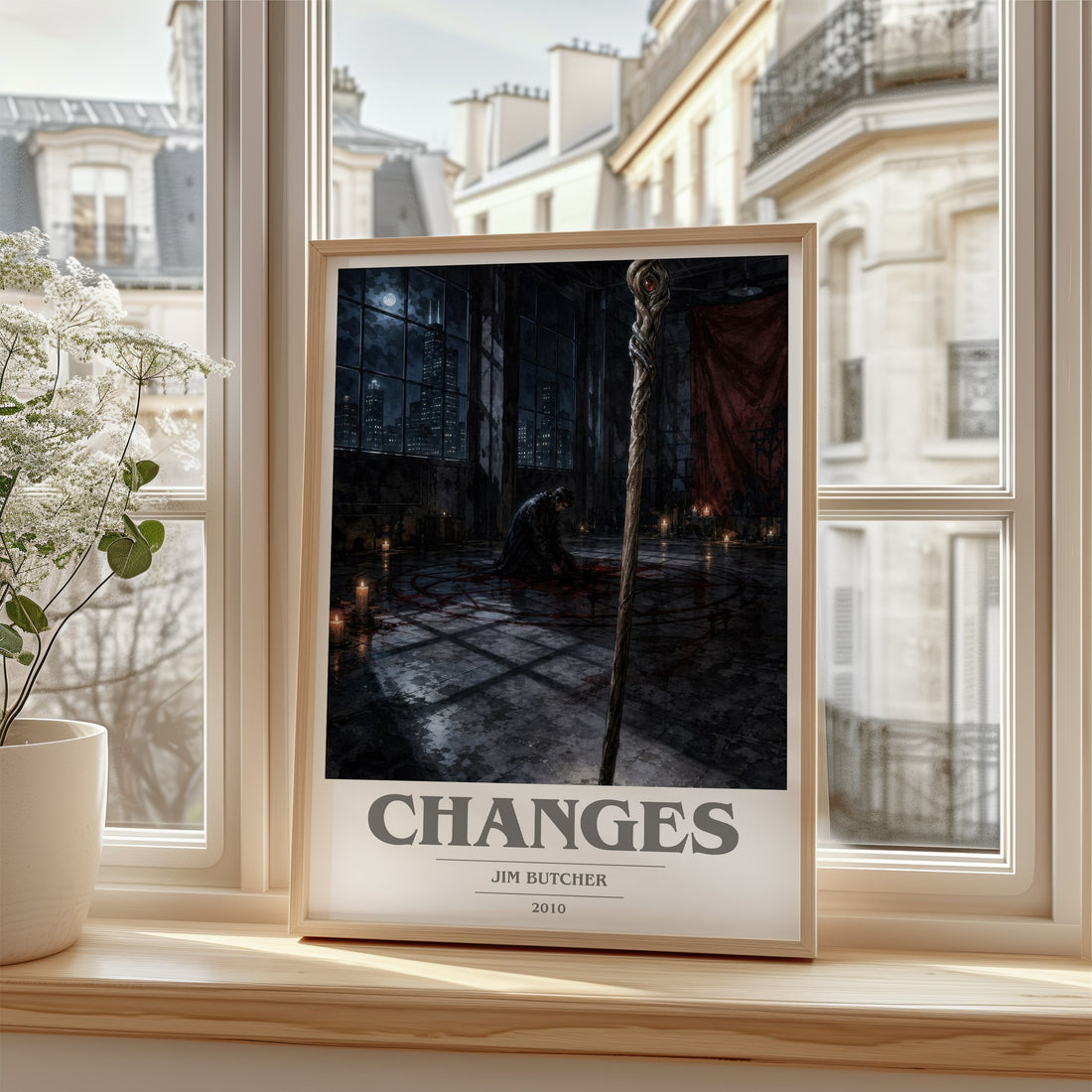 Changes book cover poster colour and style options – Jim Butcher book art (mockup)