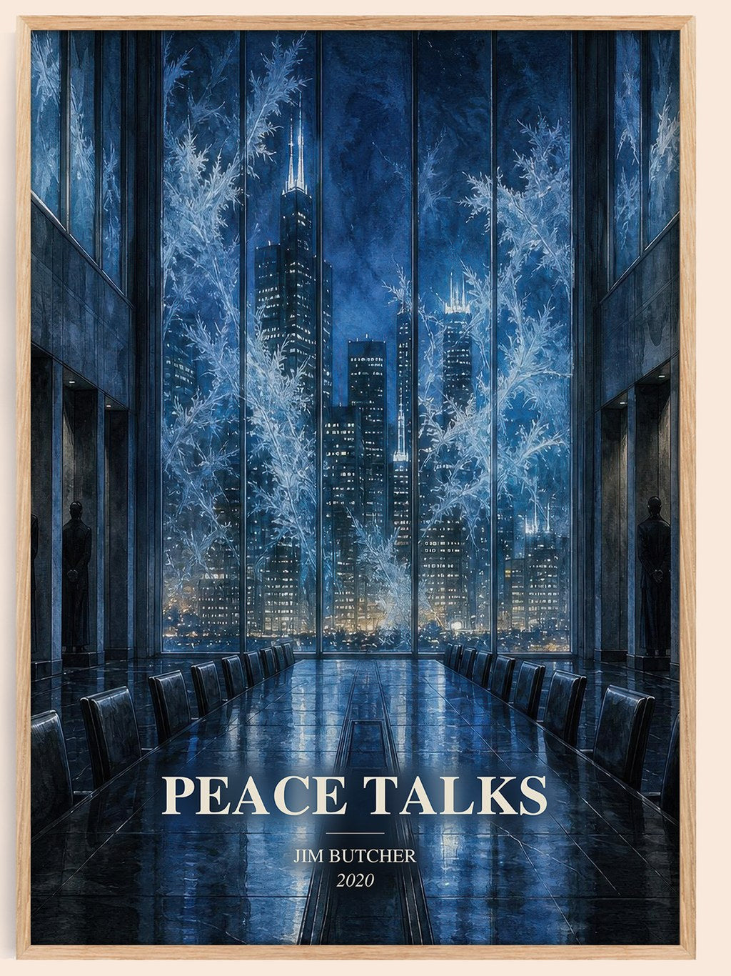 Peace Talks watercolour book poster by Jim Butcher – framed literary art print