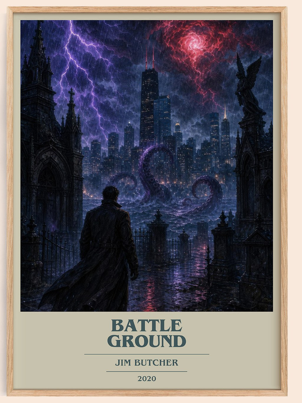 Battle Ground book cover book poster by Jim Butcher – framed literary art print