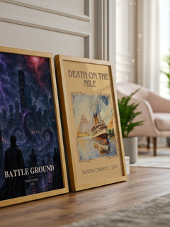 Battle Ground watercolour print framed by window – literary home decor