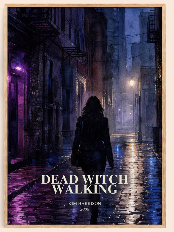 Dead Witch Walking watercolour book poster by Kim Harrison – framed literary art print