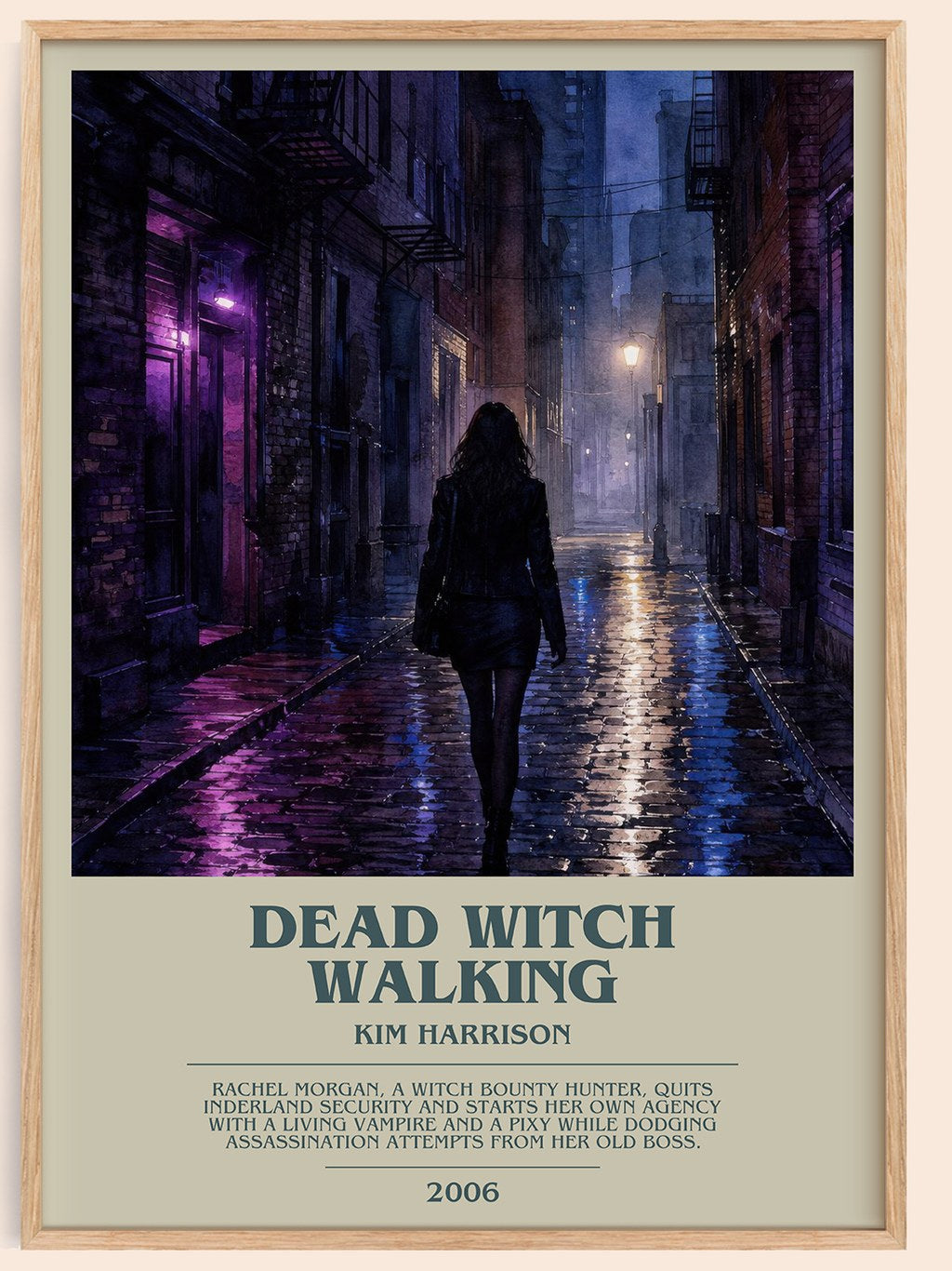Dead Witch Walking bookish book poster by Kim Harrison – framed literary art print