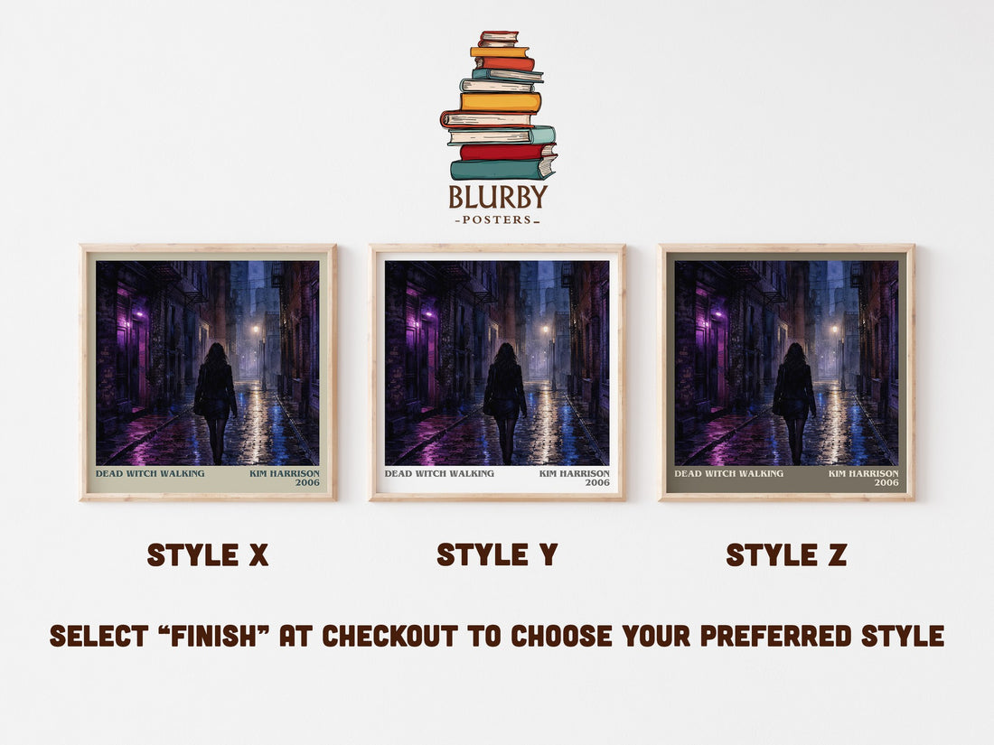 Dead Witch Walking literary print in frame leaning in hallway – fantasy wall art (mockup)